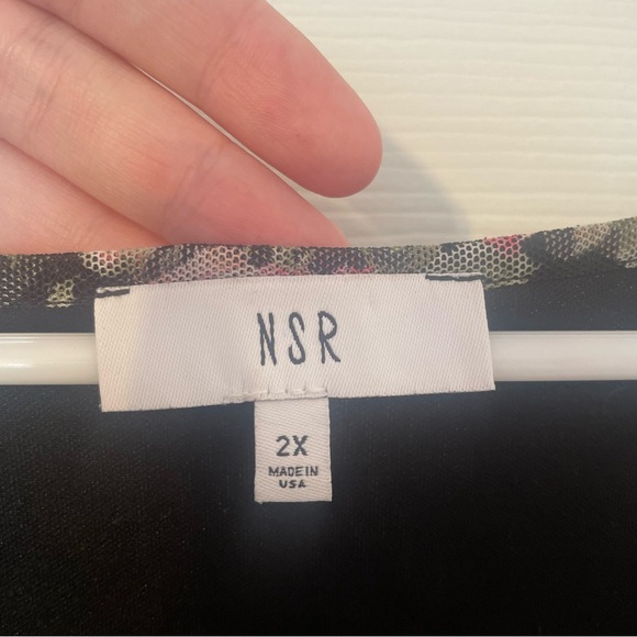 NSR Black Floral Blouse with Mesh Overlay - Picture 5 of 9